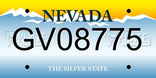 GV08775 Nevada License Plate