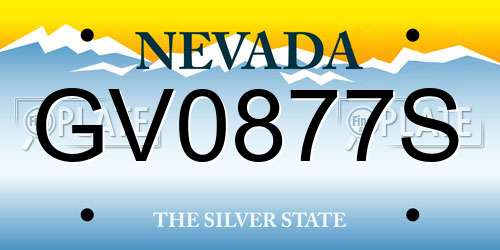 GV0877S Nevada License Plate