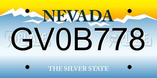 GV0B778 Nevada License Plate