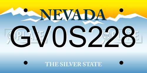 GV0S228 Nevada License Plate