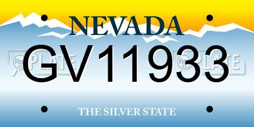 GV11933 Nevada License Plate