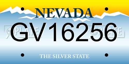 GV16256 Nevada License Plate