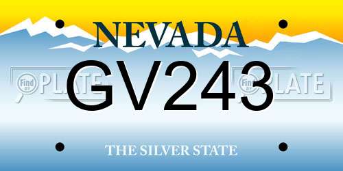 GV243 Nevada License Plate