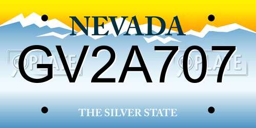 GV2A707 Nevada License Plate