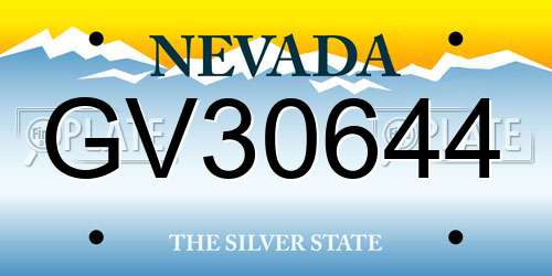 GV30644 Nevada License Plate