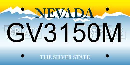GV3150M Nevada License Plate