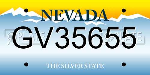 GV35655 Nevada License Plate