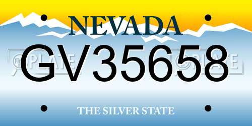 GV35658 Nevada License Plate