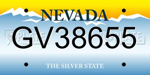 GV38655 Nevada License Plate