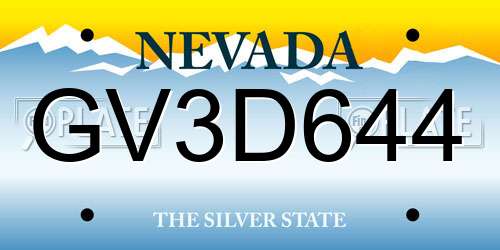 GV3D644 Nevada License Plate