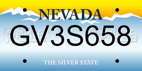 GV3S658 Nevada License Plate