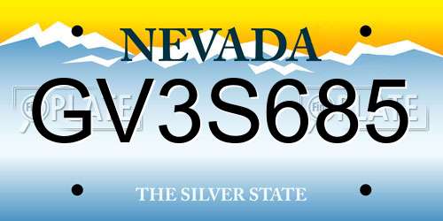 GV3S685 Nevada License Plate