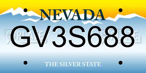 GV3S688 Nevada License Plate