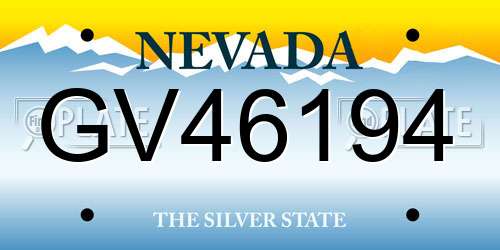 GV46194 Nevada License Plate