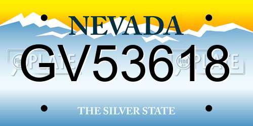 GV53618 Nevada License Plate