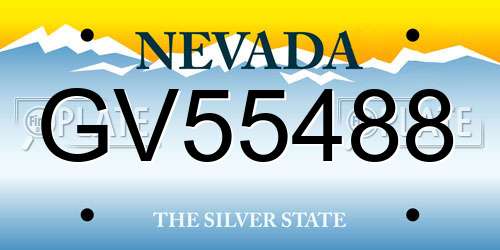 GV55488 Nevada License Plate