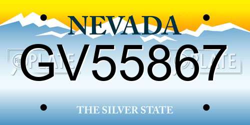 GV55867 Nevada License Plate