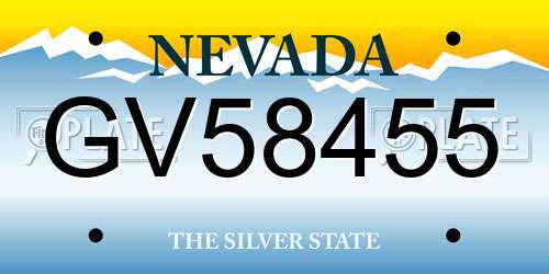 GV58455 Nevada License Plate