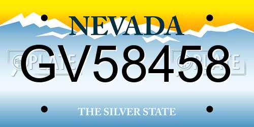 GV58458 Nevada License Plate