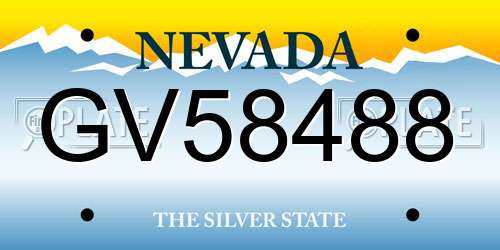 GV58488 Nevada License Plate