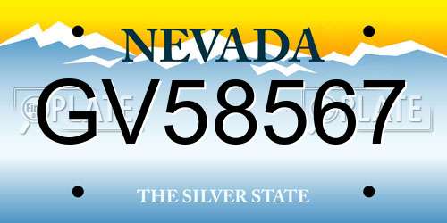 GV58567 Nevada License Plate