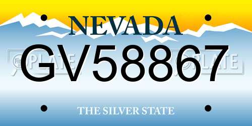 GV58867 Nevada License Plate