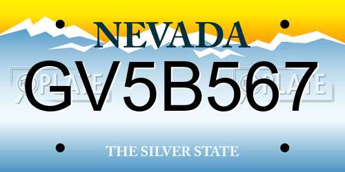 GV5B567 Nevada License Plate