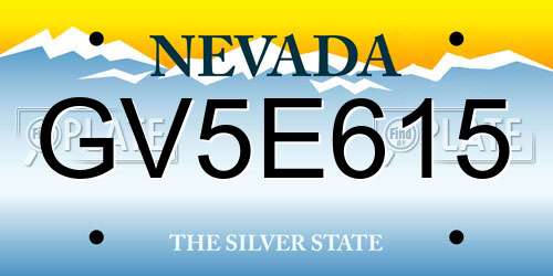 GV5E615 Nevada License Plate