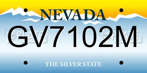 GV7102M Nevada License Plate