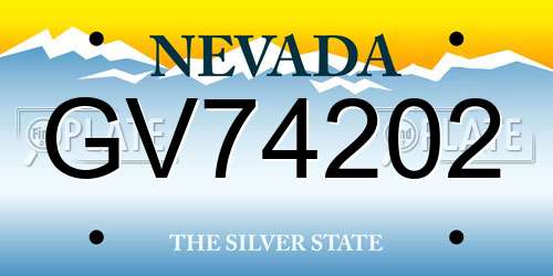 GV74202 Nevada License Plate