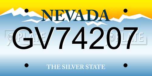 GV74207 Nevada License Plate