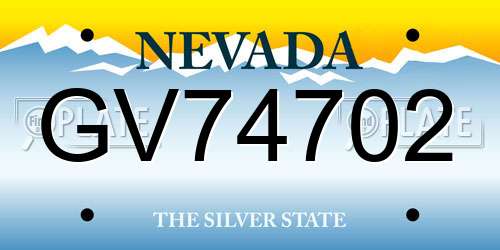 GV74702 Nevada License Plate