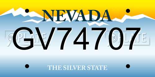 GV74707 Nevada License Plate
