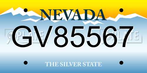 GV85567 Nevada License Plate