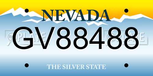 GV88488 Nevada License Plate