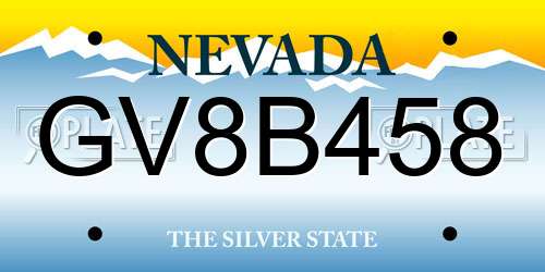 GV8B458 Nevada License Plate