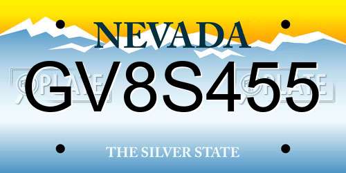 GV8S455 Nevada License Plate