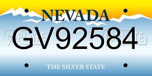 GV92584 Nevada License Plate