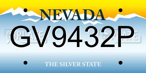 GV9432P Nevada License Plate