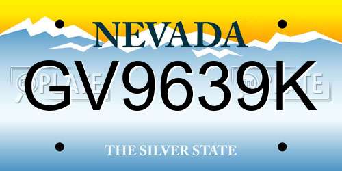 GV9639K Nevada License Plate