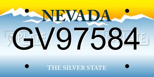 GV97584 Nevada License Plate