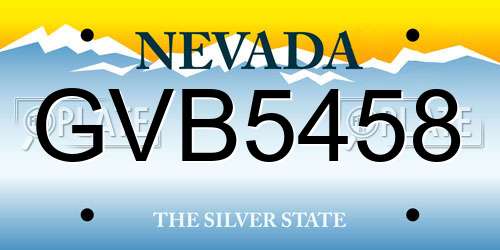 GVB5458 Nevada License Plate