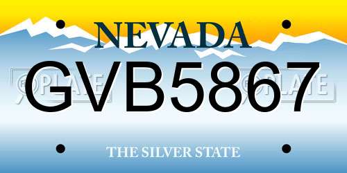 GVB5867 Nevada License Plate