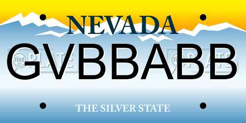 GVBBABB Nevada License Plate