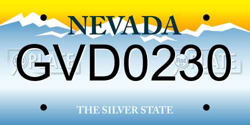 GVD0230 Nevada License Plate