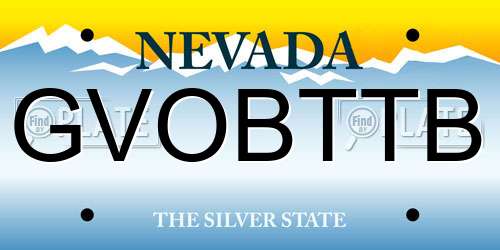 GVOBTTB Nevada License Plate