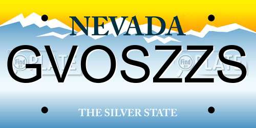 GVOSZZS Nevada License Plate