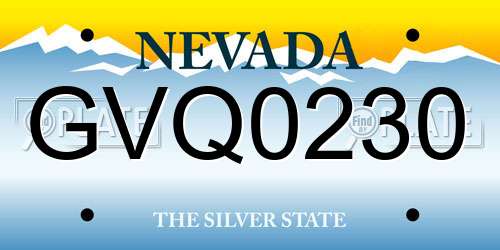 GVQ0230 Nevada License Plate