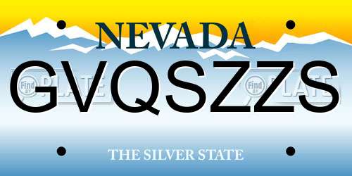 GVQSZZS Nevada License Plate