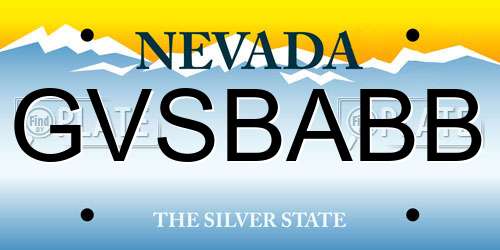 GVSBABB Nevada License Plate